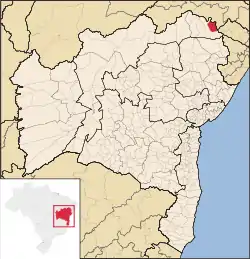 Location of Glória in Bahia