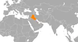 Map indicating locations of Bahrain and Iraq