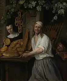 Jan Steen, Baker Arent Oostwaard and His Wife Catherina Keizerswaar (1658) features pretzels, Rijksmuseum.