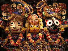 Balabhadra, Subhadra and Jagannath idols in Odhisa.