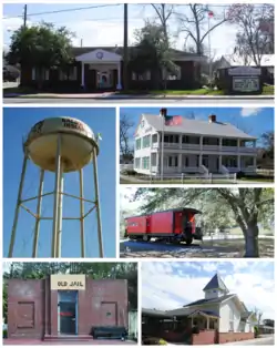 From top, left to right: Baldwin City Hall, Water tower, William Coleman House, Larry M. Carroll Memorial Park, Old Jail, First Baptist Church