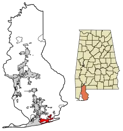Location of Orange Beach in Baldwin County, Alabama.