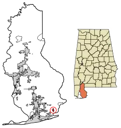Location of Perdido Beach in Baldwin County, Alabama.