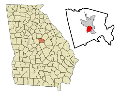 Location in Baldwin County and the state of Georgia