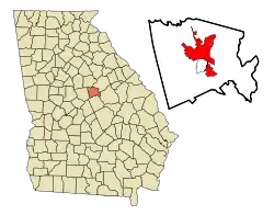 Location in Baldwin County and the state of Georgia