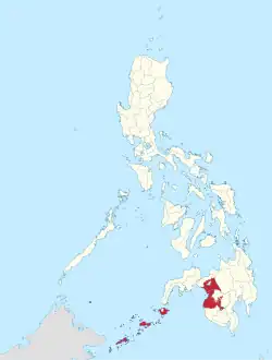Map of the Philippines highlighting the Bangsamoro Autonomous Region in Muslim Mindanao