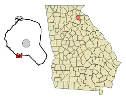 Location in Banks County and the state of Georgia