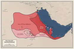 Territories and zones of influence of the Bani Khalid Emirate, mid-late 17th-18th century (late 11th to early 12th Hijri century)