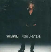 A color photograph of Streisand appears along with her name and the song title in white below her.