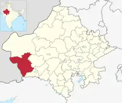 Location of Barmer district in Rajasthan