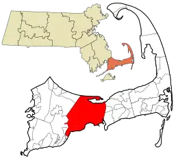 Location in Barnstable County and the state of Massachusetts.