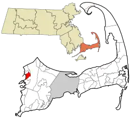 Location in Barnstable County and the state of Massachusetts.