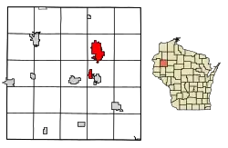 Location of Rice Lakein Barron County, Wisconsin