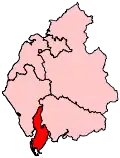 A small constituency in the south of the county. It includes a long but very thin island to the west of the mainland part of the constituency.
