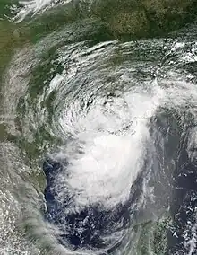 A picture of Hurricane Barry near the Gulf Coast of Louisiana on July 13, 2019