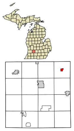 Location of Woodland, Michigan