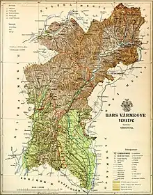 Map of Bars county in the Kingdom of Hungary (1891)