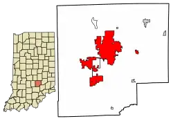 Location of Columbus in Bartholomew County, Indiana.