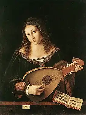 Lady Playing Lute (1520), oil on panel, 65 x 50 cm., Pinacoteca di Brera, Milan