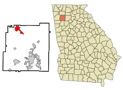 Location in Bartow County and the state of Georgia
