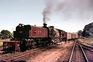 No. 5712 Kigezi with a freight train at Mombasa, Kenya, in 1969