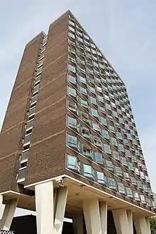 Brooke House, showing its v-shaped pylons