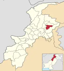 Location of Battagram District (highlighted in yellow)