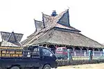 The house of the chief of a village in Kabanjahe shows the vernacular architecture of Karo people, Indonesia.