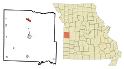 Location of Adrian, Missouri
