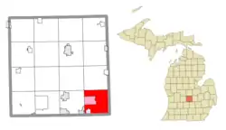 Location within Clinton County (red) and the administered CDP of Bath (pink)