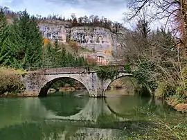 The bridge over the Dessoubre river in Battenans-Varin