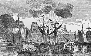 The capture of French Fort Frontenac by the British in 1758