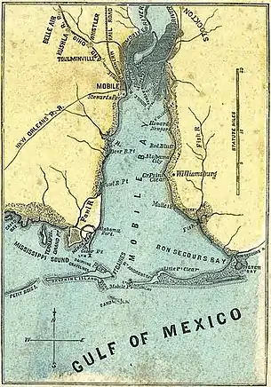 Map of Mobile Bay in the Civil War