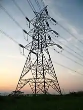 A lattice tower of the transmission line in Santo Tomas, Batangas.