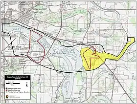 Map of Bayou Fourche Battlefield core and study areas by the American Battlefield Protection Program.