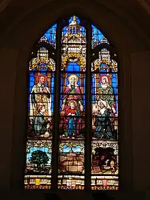 Stained glass inside the Église Sainte-Rosalie in Paris