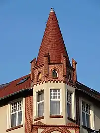 Detail of the medieval style corner tower