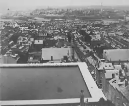 Overview of reservoir, Grace Church (at center), part of Beacon Hill and West End, 19th century