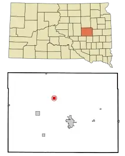 Location in Beadle County and the state of South Dakota