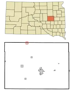 Location in Beadle County and the state of South Dakota