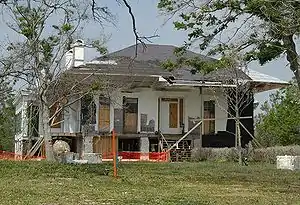 Front view of Beauvoir in Biloxi, 7 months after Hurricane Katrina