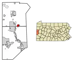 Location of Ellwood City in Beaver County, Pennsylvania.