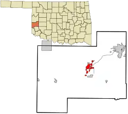 Location in Beckham County and the state of Oklahoma