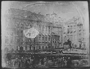 The daguerreotype of Zelný trh from 1841