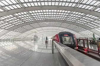 Express train in the Transportation Center of Terminal Three of Beijing Capital International Airport (2008)