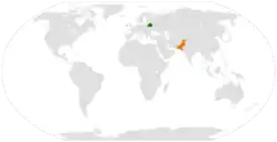 Map indicating locations of Pakistan and Belarus