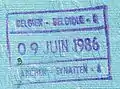 Belgium: Pre-Schengen passport stamp from Eynatten border crossing, 1986. Border crossing with Germany at Aachen.