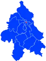 Location of Vračar within the city of Belgrade