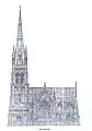 East elevation of the cathedral with spire