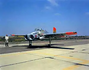 Bell X-14 showing lengthened landing gear legs to reduce suckdown